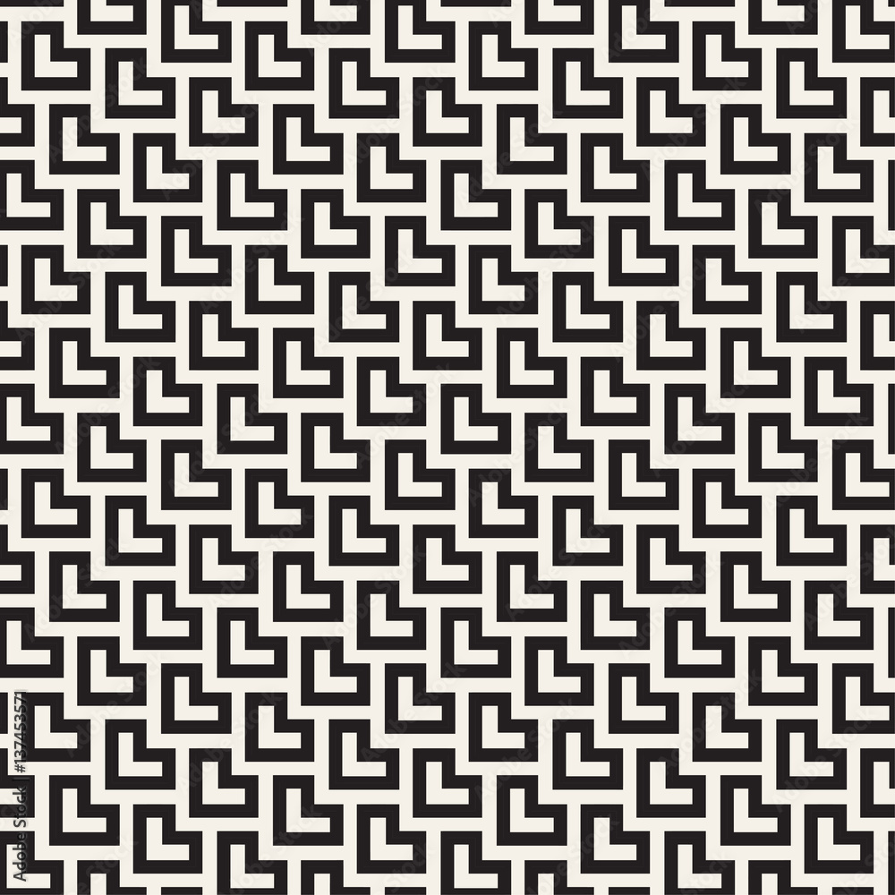 Maze Tangled Lines Contemporary Graphic. Vector Seamless Black and White Pattern.