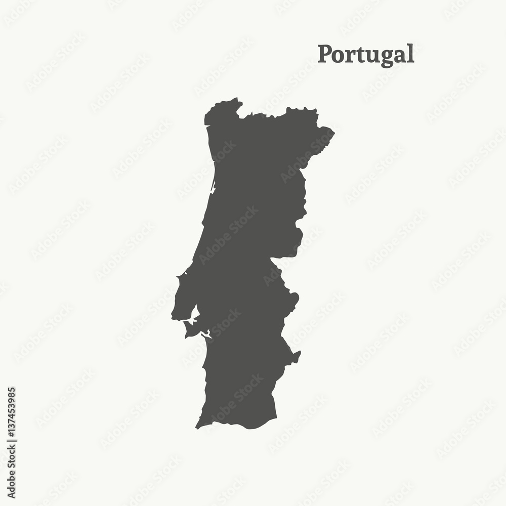 Outline map of Portugal. vector illustration.