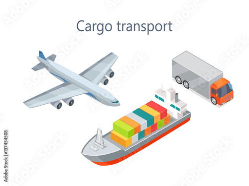 Cargo Transport Isometric Infographics Elements