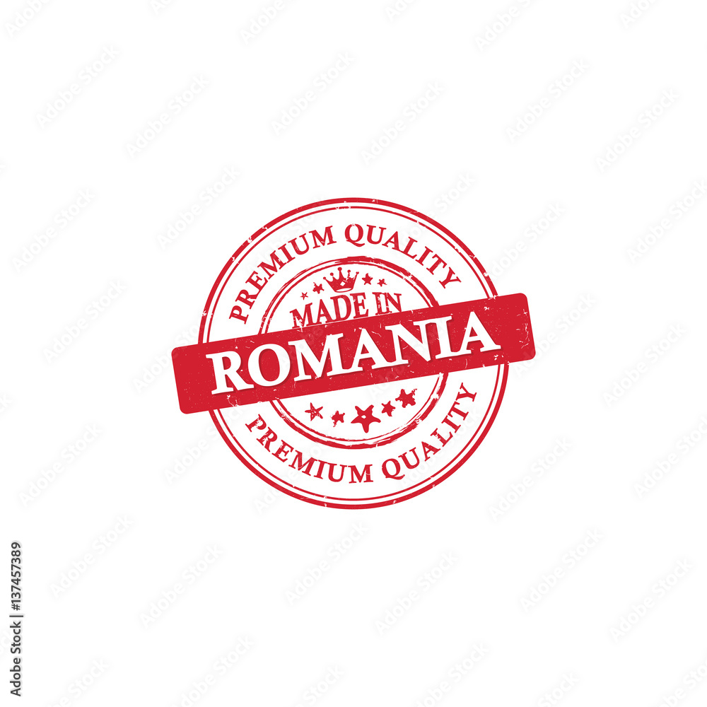 Made in Romania, Premium Quality printable grunge label / stamp. Print colors (CMYK) used