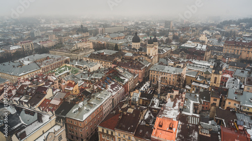 Top view on the old historical center of the city Lviv in Ukraine © Maksym