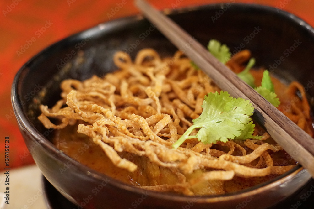 Khao Soy noodle in Bangkok, Thailand