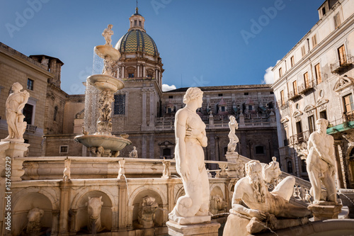 particular of a statue in Piazza Pretoria,Piazza Delle Vergogne