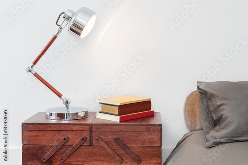 Photos Retro Style Table With Lamp And Books