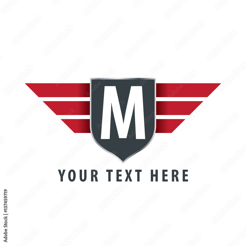 Initial Letter M Shield Icon Design Logo Template