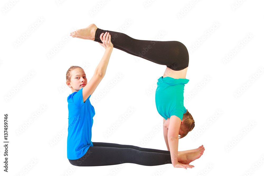 beautiful woman doing yoguna white background beautiful woman doing yoguna white background