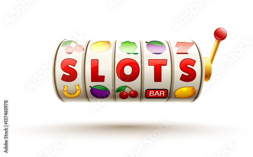 slots 3d element isolated on white with place for text casino ob