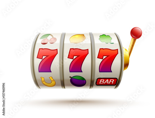 slots 3d element isolated on white with place for text casino ob