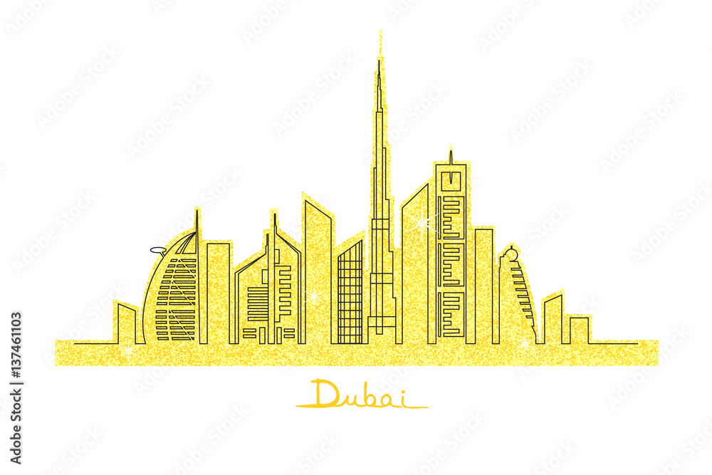 Obraz premium Dubai city on the golden glitter