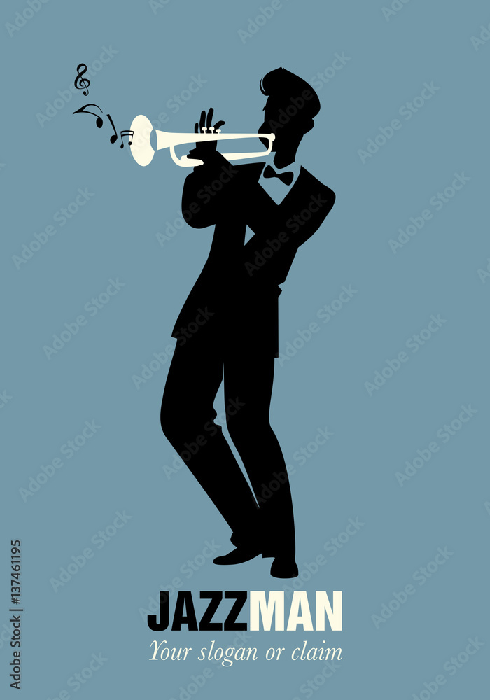 Fototapeta premium Trumpeter playing a song. Musical note