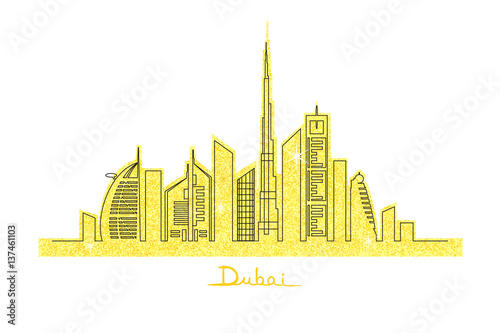 Dubai city on the golden glitter