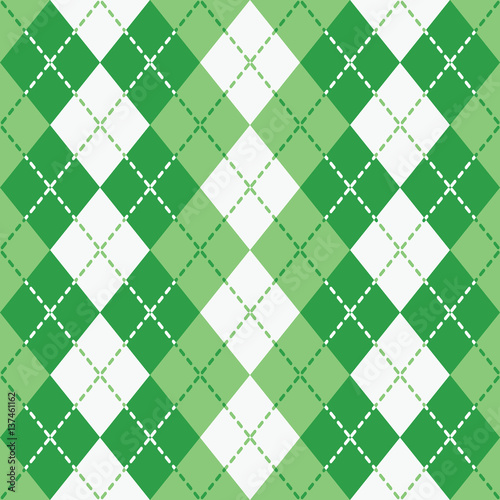 Dashed Argyle in Green and White photo