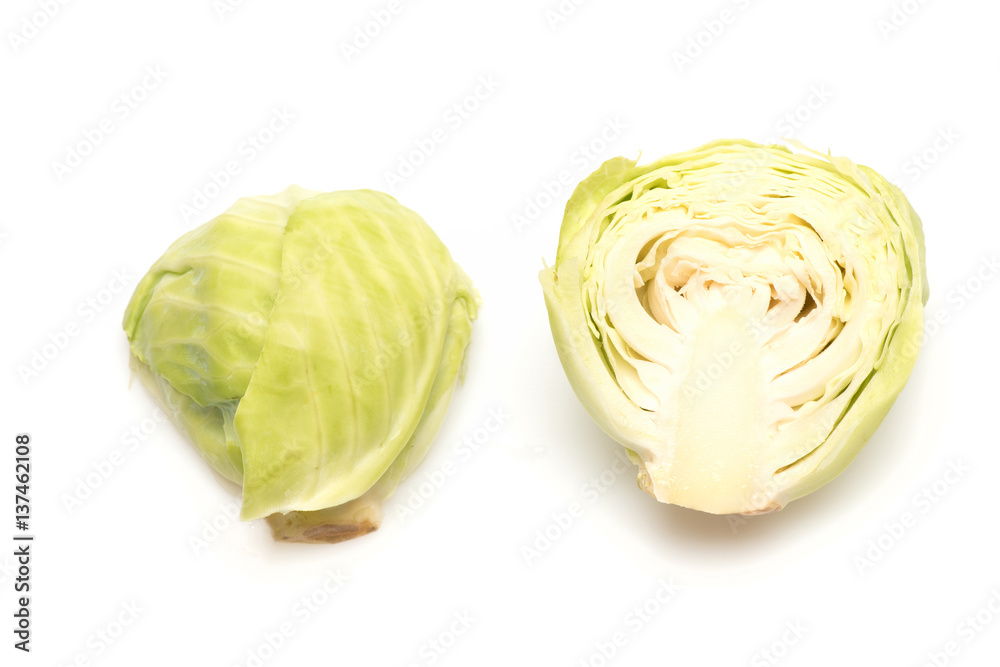 colorful vegetables, cut cabbage, healthy food, dieting isolated on white