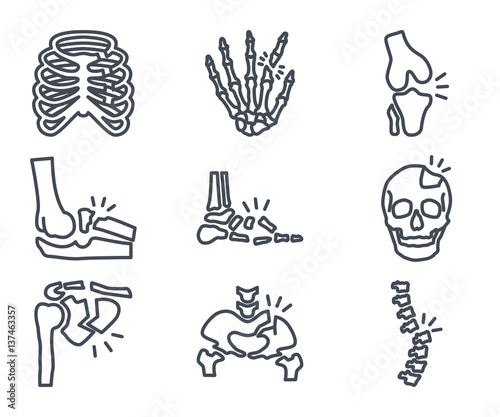 Broken Bones Human Skeleton Line Icon