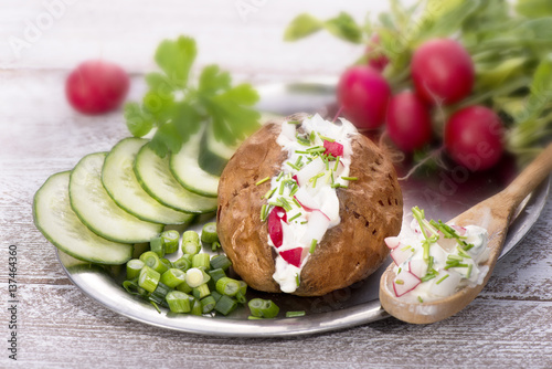 potato cream baked salad snack filled jacket