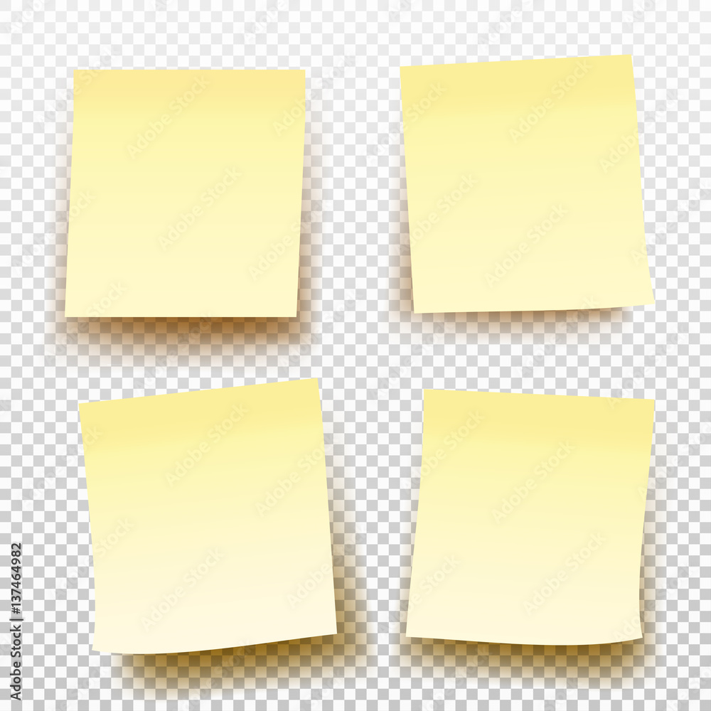 Postit sticky note yellow isolated on transparent background in