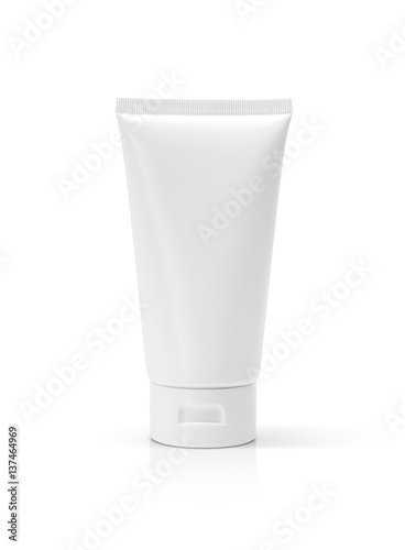 blank packaging cosmetic tube isolated on white background photo