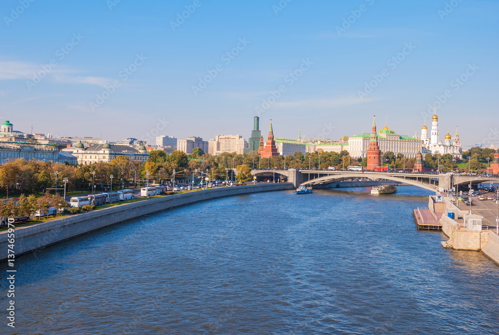 Moscow. View of the embankment of the Moskva River and the Kremlin