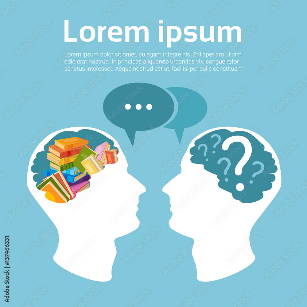 custom made wallpaper toronto digitalHuman Head Books Stack School Education Concept Flat Vector Illustration