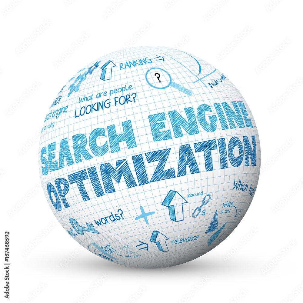 SEARCH ENGINE OPTIMIZATION (SEO) Vector Graphic Notes on Sphere SEARCH ENGINE OPTIMIZATION (SEO) Vector Graphic Notes on Sphere