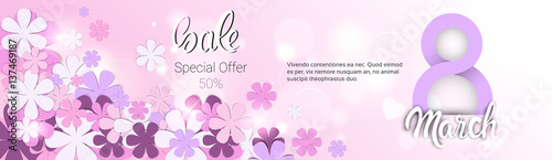 8 March International Women Day Sale Shopping Discount Flat Vector Illustration