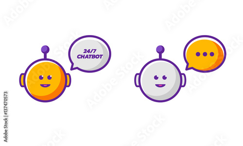 2 vector talking chatbots icons