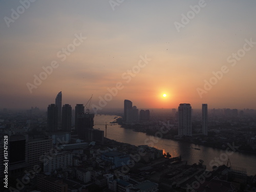 Chao Phraya river sunset view