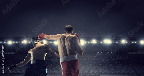 Two boxers fighting . Mixed media © Sergey Nivens