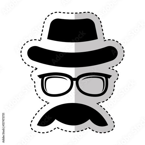 face male hipster style vector illustration design