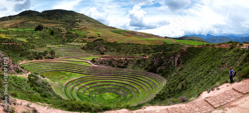 Incans farming laboratory in Moras Moray, Cusco, Peru, emulating Andes various conditions photo
