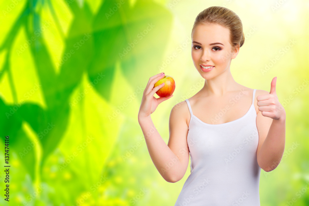 Healthy woman on spring background Healthy woman on spring background