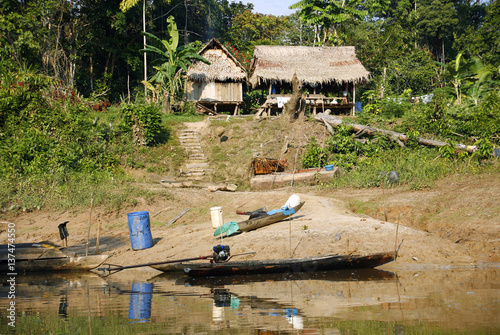 Colonist house beside the rio Manati near Iquitos, Peru photo