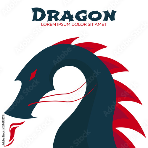 Chinese Traditional Dragon. East Asia. Vector flat illustration. photo