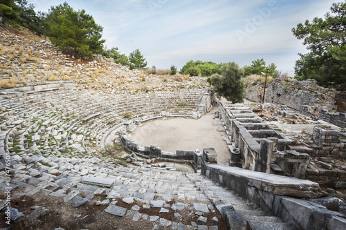 Ruins of an amphitheatre; Priene, Turkey photo