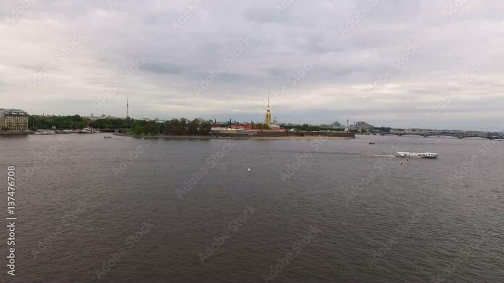 Aerial view of Petr and Paul fortress Saint-Petersburg shot Aerial view of Petr and Paul fortress Saint-Petersburg shot