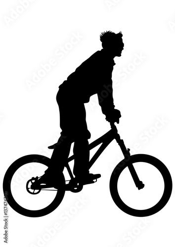 Sport man whit bike on white background