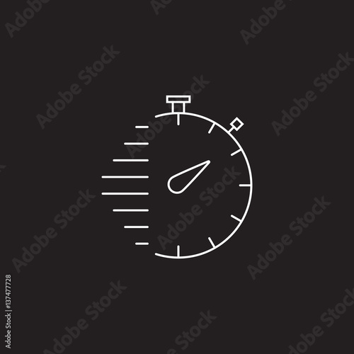 stopwatch line icon, outline vector sign, linear pictogram isolated on black. logo illustration