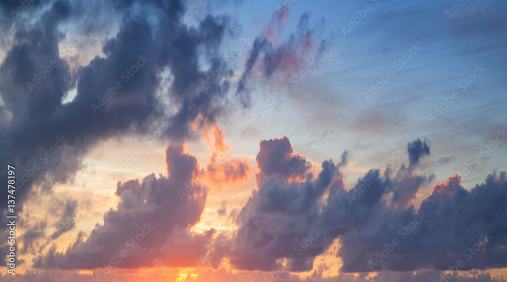 Fototapeta premium Colorful clouds in summer morning