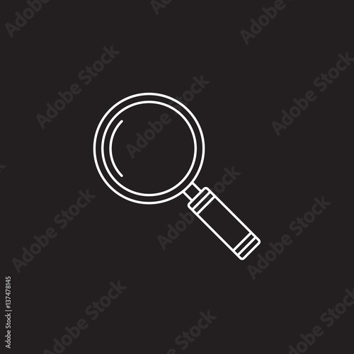 Search icon vector, magnifying glass solid logo illustration, pictogram isolated on black