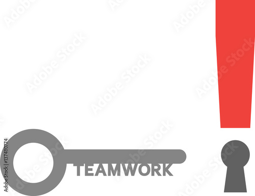 Exclamation mark and teamwork key