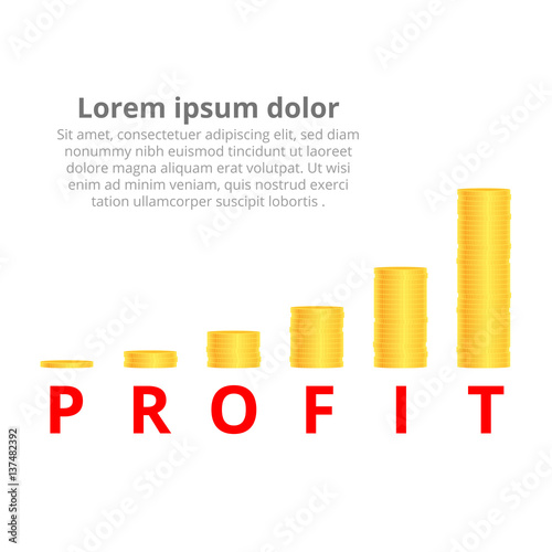 Stacks of gold coins. Income and profits. Isolated on white background. Vector illustration.