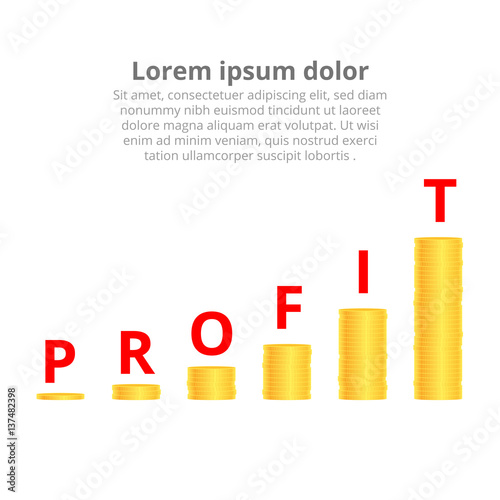 Stacks of gold coins. Income and profits. Isolated on white background. Vector illustration.