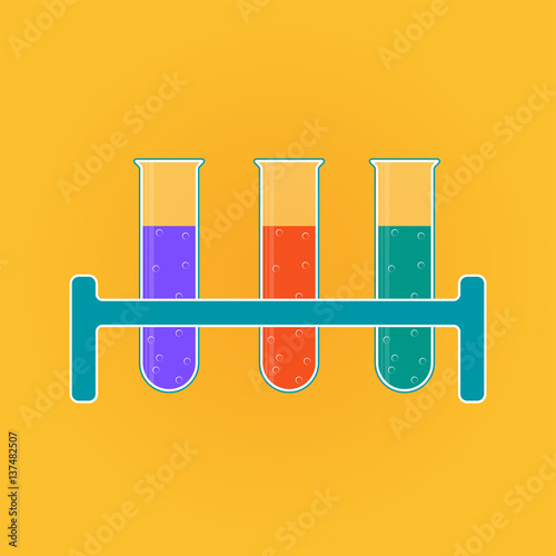 Сhemistry icon. Lliquid in laboratory test tubes. Vector illustration.