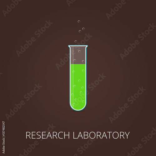 Сhemistry icon. Lliquid in laboratory test tubes. Vector illustration.