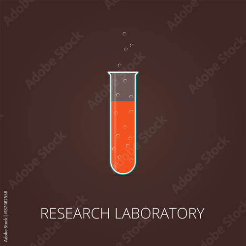Сhemistry icon. Lliquid in laboratory test tubes. Vector illustration.