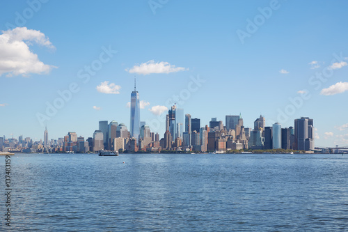 New York city skyline wide view in a clear sunny day