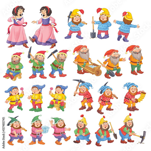 Obraz na plátně Snow White and the seven dwarfs