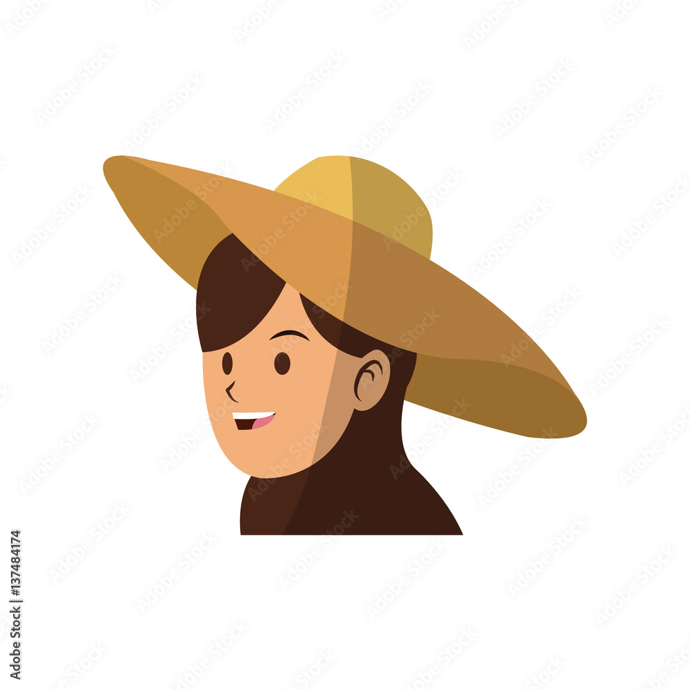 gardener woman wearing a hat over white background. colorful design. vector illustration gardener woman wearing a hat over white background. colorful design. vector illustration