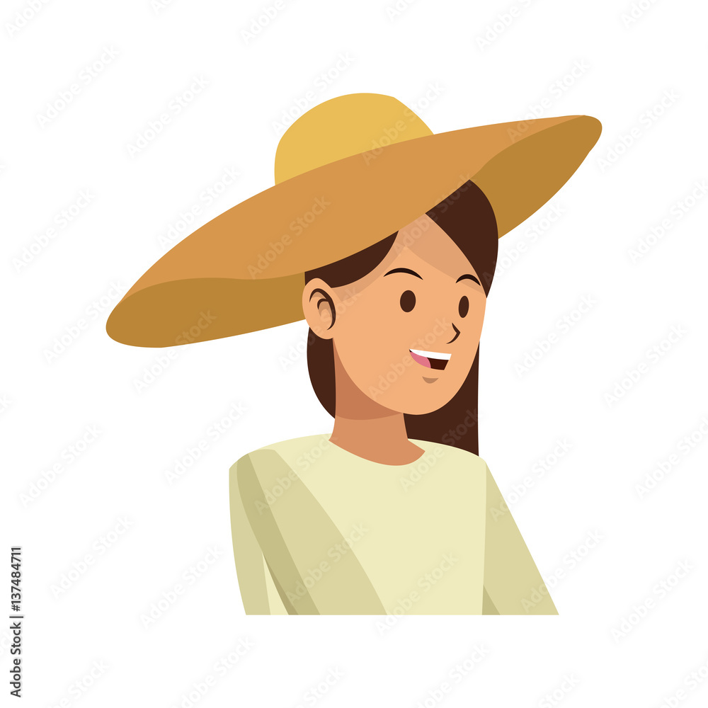 gardener woman wearing a hat over white background. colorful design. vector illustration gardener woman wearing a hat over white background. colorful design. vector illustration