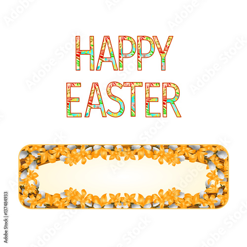 Banner Happy easter with pussy willow and forsythia vintage vector illustration